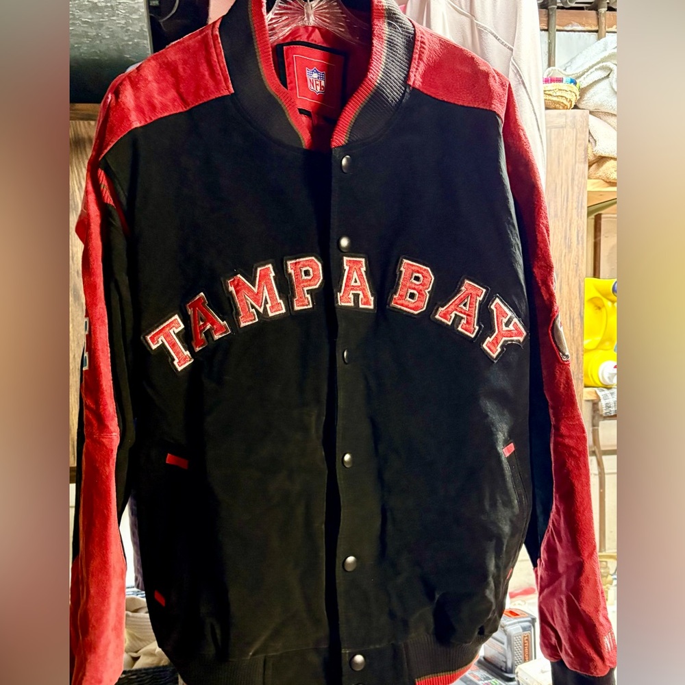 NFL Tampa Bay Buccaneers Suede Bomber Varsity Jacket XL